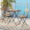 Acacia Wood Folding Patio Bistro Set with 2 Chairs, Metal Frame and Space-Saving Design